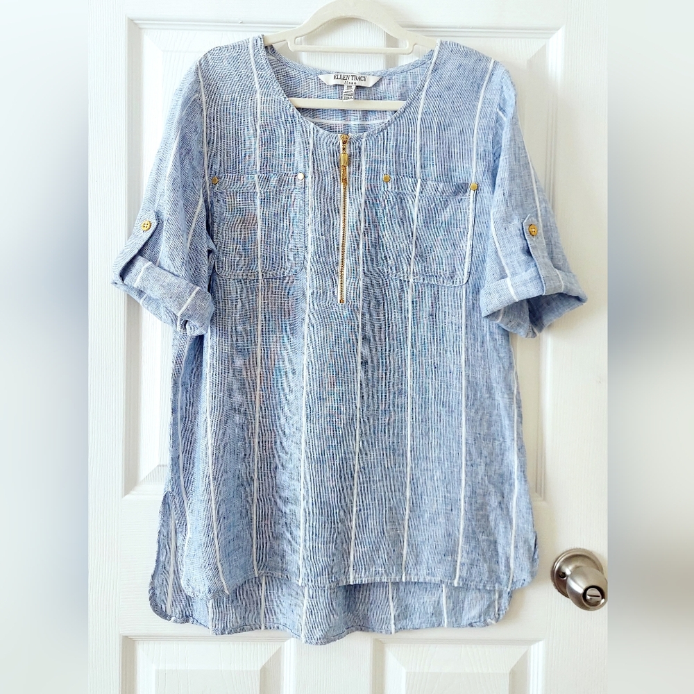 ✨️🎉SOLD!🎉✨️Ellen Tracy 100% Linen Blouse